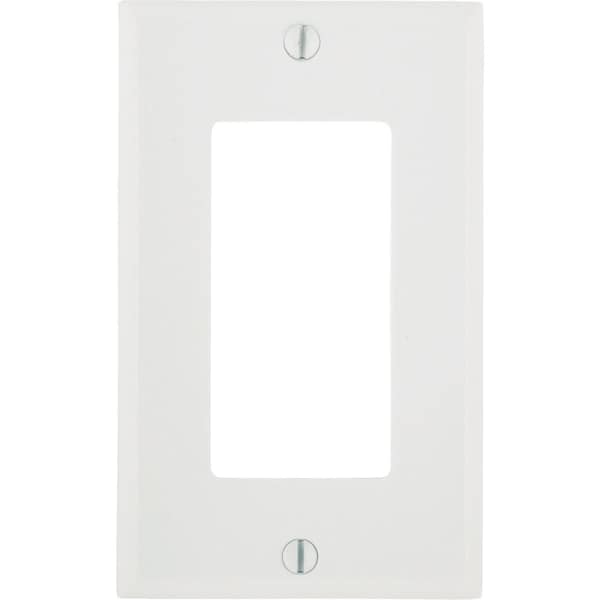 Leviton Decora 1-Gang Smooth Plastic Rocker Decorator Wall Plate, White 021-80401-00W - main